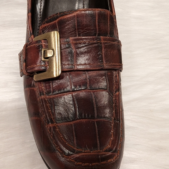 Vintage Alfani Cecile Brown Pebbled Leather w/Buckle Oxford Style Pumps -size 7M - Picture 5 of 10